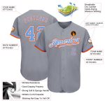 Authentic Custom Baseball Jersey in Gray, Powder Blue, White, and Orange Custom Gray Powder Blue White-Orange Authentic Baseball