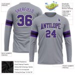 Custom Performance T-Shirt for Men and Women - Gray Purple-Black Long Sleeve Custom Gray Purple-Black Long Sleeve Performance