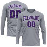 Custom Performance T-Shirt for Men and Women - Gray Purple-Black Long Sleeve Custom Gray Purple-Black Long Sleeve Performance