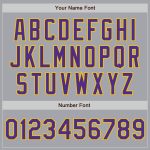 Custom Bomber Jacket Gray Purple Gold Full-Snap Varsity Letterman Style 9094 Custom Gray Purple-Gold Bomber Full-Snap Varsity