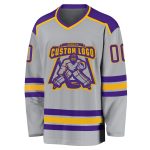 Custom Purple Gold Hockey Jersey - Personalized Gray Sports Apparel Custom Gray Purple-Gold Hockey Jersey