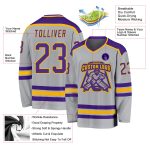 Custom Purple Gold Hockey Jersey - Personalized Gray Sports Apparel Custom Gray Purple-Gold Hockey Jersey