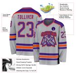 Custom Hockey Jersey - Gray Purple-Orange Design, Personalized Sports Apparel Custom Gray Purple-Orange Hockey Jersey