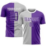 Custom Sublimation Soccer Jersey Gray Purple White Split Fashion Uniform Custom Gray Purple-White Sublimation Split Fashion