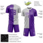 Custom Sublimation Soccer Jersey Gray Purple White Split Fashion Uniform Custom Gray Purple-White Sublimation Split Fashion