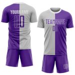 Custom Sublimation Soccer Jersey Gray Purple White Split Fashion Uniform Custom Gray Purple-White Sublimation Split Fashion