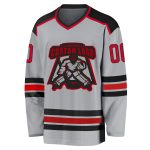 Custom Red Black Gray Hockey Jersey - Personalized Sports Apparel Custom Gray Red-Black Hockey Jersey