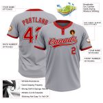 Custom Unisex Gray Red-Black Softball Jersey with Two Buttons Custom Gray Red-Black Two-Button Unisex Softball Jersey