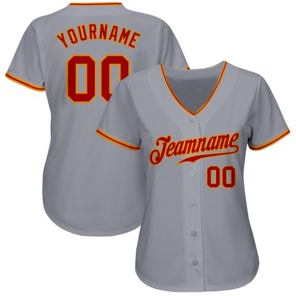 Custom Baseball Jersey Gray Red-Gold Authentic Design for Fans and Players Custom Gray Red-Gold Authentic Baseball Jersey