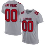 Gray Red-Navy Custom Authentic Football Jersey - Personalized Mesh Sports Jersey Custom Gray Red-Navy Mesh Authentic Football