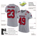 Gray Red-Navy Custom Authentic Football Jersey - Personalized Mesh Sports Jersey Custom Gray Red-Navy Mesh Authentic Football