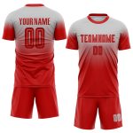 Custom Gray Red Soccer Jersey - Fade Fashion Sublimation Uniform Custom Gray Red Sublimation Fade Fashion Soccer Uniform