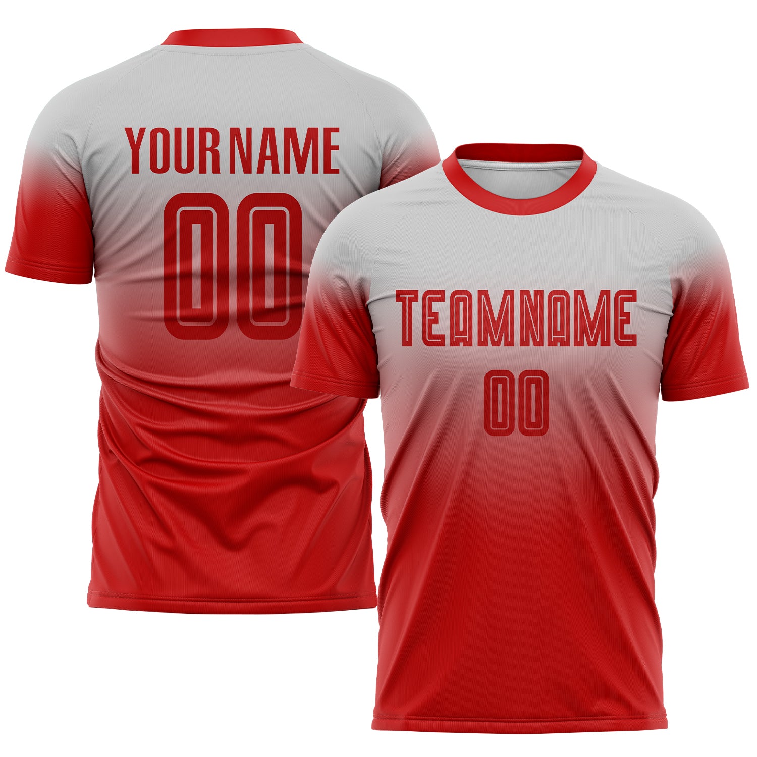 Custom Gray Red Soccer Jersey - Fade Fashion Sublimation Uniform Custom Gray Red Sublimation Fade Fashion Soccer Uniform