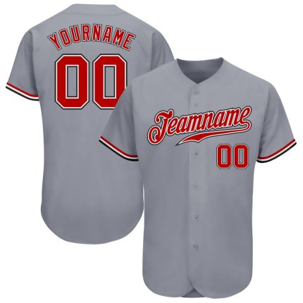 Custom Baseball Jersey Gray Red White Black Authentic Design Custom Gray Red White-Black Authentic Baseball Jersey