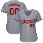 Custom Baseball Jersey Gray Red White Black Authentic Design Custom Gray Red White-Black Authentic Baseball Jersey