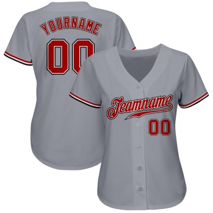 Custom Baseball Jersey Gray Red White Black Authentic Design Custom Gray Red White-Black Authentic Baseball Jersey
