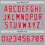 Custom Gray Red White Varsity Letterman Bomber Jacket Full-Snap Custom Gray Red-White Bomber Full-Snap Varsity Letterman