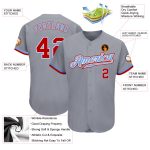 Custom Gray Red White-Light Blue Baseball Jersey - Authentic Sports Apparel Custom Gray Red White-Light Blue Authentic Baseball