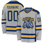 Custom Gray Hockey Jersey - Royal Gold Design, Personalized Sports Apparel Custom Gray Royal-Gold Hockey Jersey