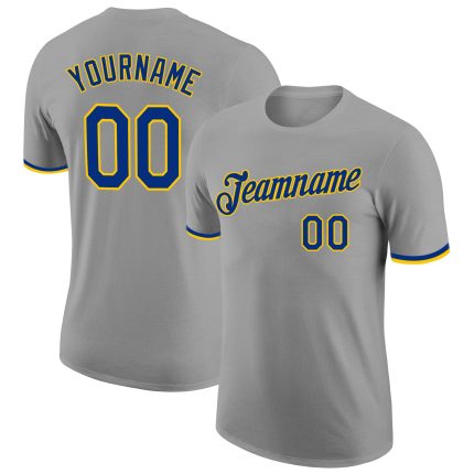 Custom Gray Performance T-Shirt - Royal Gold Design, Style 8041 Custom Gray Royal-Gold Performance T-Shirt Style 8041