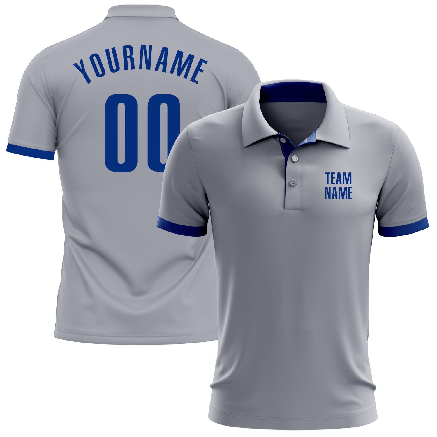 Gray Royal Performance Golf Polo Shirt - Customizable Lightweight Polo for Men Custom Gray Royal Performance Golf Polo Shirt