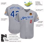 Custom Gray Red Authentic Baseball Jersey - Personalized Sports Apparel Custom Gray Royal-Red Authentic Baseball Jersey