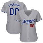 Custom Gray and Royal Red Baseball Jersey - Authentic Style 7597 Custom Gray Royal-Red Authentic Baseball Jersey Style 7597
