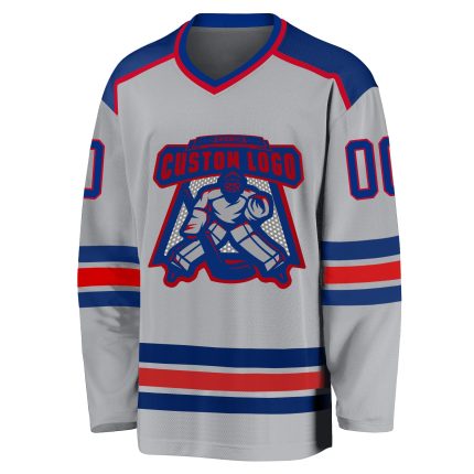 Custom Gray Red Hockey Jersey - Personalized Team Apparel, Sports Gear Custom Gray Royal-Red Hockey Jersey