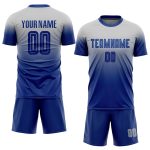 Custom Gray Royal Sublimation Soccer Jersey - Fade Fashion Uniform for Teams Custom Gray Royal Sublimation Fade Fashion Soccer