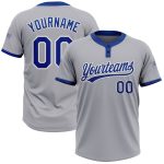 Gray Royal-White Custom Unisex Softball Jersey - Two-Button Design, Soft Fabric Custom Gray Royal-White Two-Button Unisex