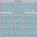 Gray Teal White Varsity Letterman Jacket Custom Bomber Full-Snap Jacket Custom Gray Teal-White Bomber Full-Snap Varsity Letterman