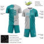 Custom Sublimation Soccer Uniform Jersey - Gray Teal and White Fashion Design Custom Gray Teal-White Sublimation Split Fashion