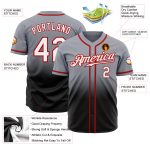 Custom Authentic Fade Baseball Jersey Gray White Black Red Design Custom Gray White Black-Red Authentic Fade Fashion Baseball