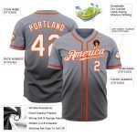 Custom Gray Orange Fade Baseball Jersey | Authentic Fashion Style in Steel Gray and White Custom Gray White Steel Gray-Orange