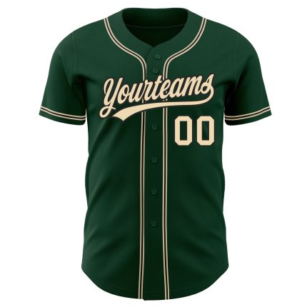 Custom Green City Cream Black Authentic Baseball Jersey for Men Custom Green City Cream-Black Authentic Baseball Jersey