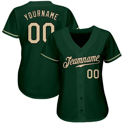 Green Custom Authentic Baseball Jersey Cream-Black Design for Personalized Style Custom Green Cream-Black Authentic Baseball