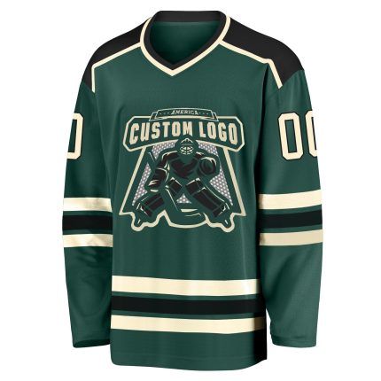 Custom Black and Green Hockey Jersey | Personalized Team Apparel Custom Green Cream-Black Hockey Jersey