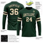 Custom Performance T-Shirt Long Sleeve Green Cream-Black for Active Wear Custom Green Cream-Black Long Sleeve Performance
