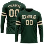 Custom Performance T-Shirt Long Sleeve Green Cream-Black for Active Wear Custom Green Cream-Black Long Sleeve Performance