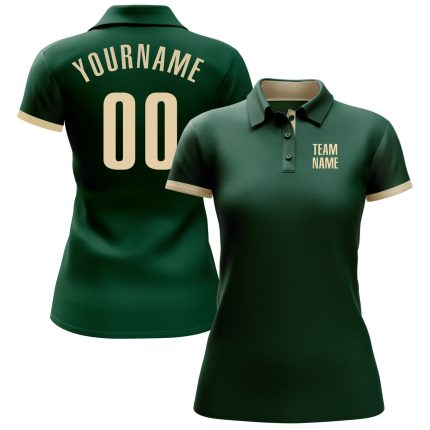 Custom Green Performance Golf Polo Shirt - Breathable, Moisture-Wicking Fabric for Optimal Comfort Custom Green Cream Performance