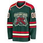 Custom Green Cream Red Hockey Jersey for Men and Women - Personalized Sports Apparel Custom Green Cream-Red Hockey Jersey