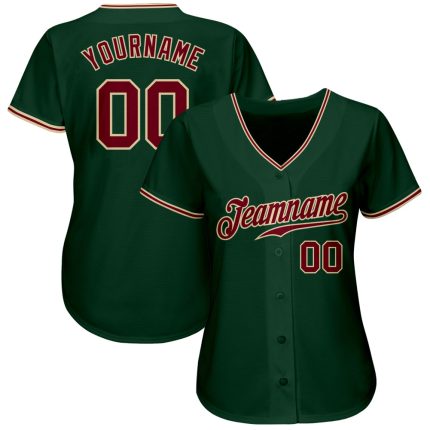 Green Crimson-City Cream Authentic Baseball Jersey - Customizable Team Gear Custom Green Crimson-City Cream Authentic Baseball