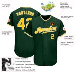 Custom Authentic Green Gold White Baseball Jersey for Men and Women Custom Green Gold-White Authentic Baseball Jersey