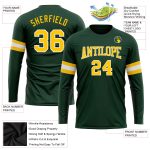 Custom Green Gold White Long Sleeve Performance Tee Shirt for Men and Women Custom Green Gold-White Long Sleeve Performance