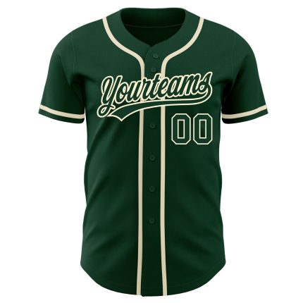 Custom Green Cream Authentic Baseball Jersey for Men and Women Custom Green Green-Cream Authentic Baseball Jersey