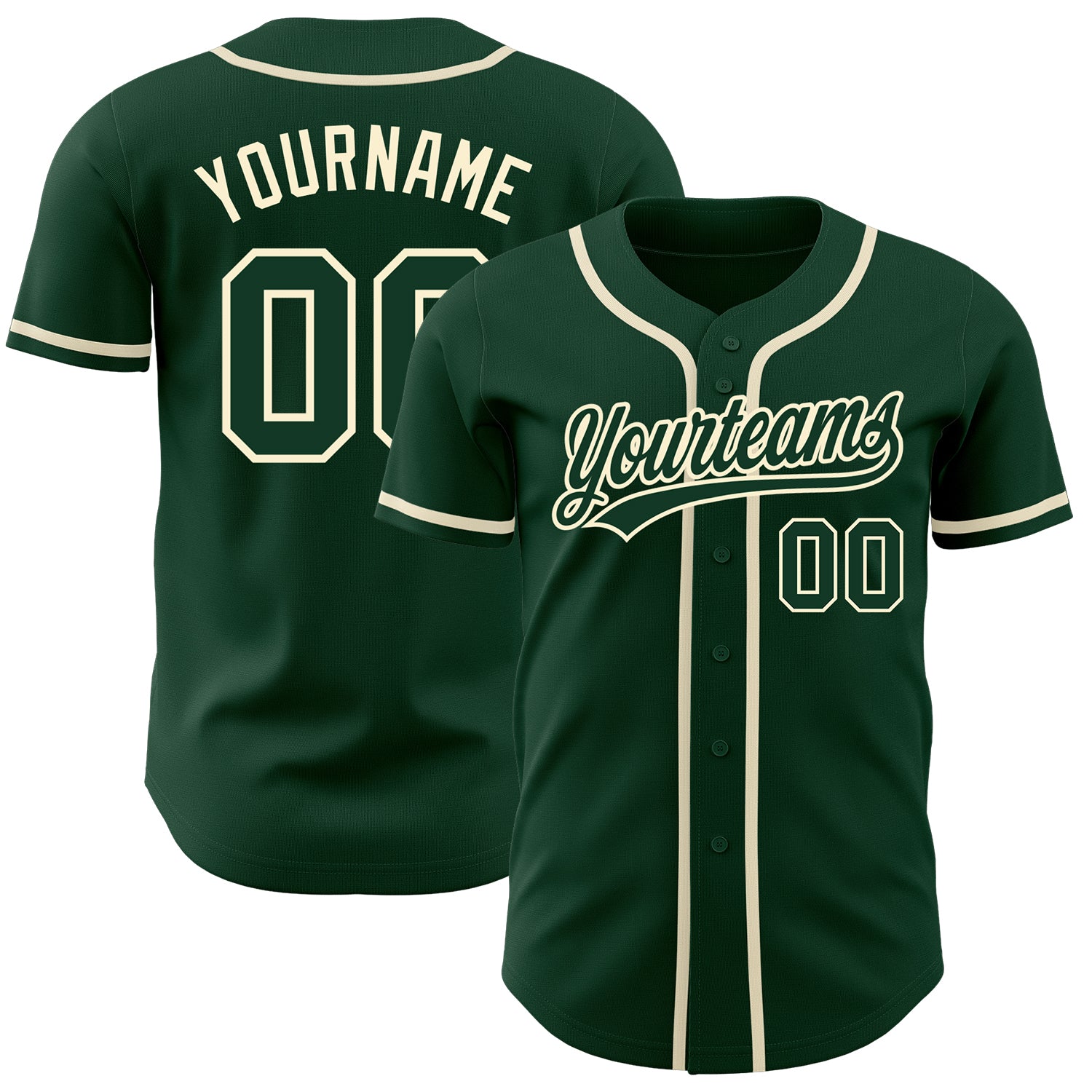 Custom Green Cream Authentic Baseball Jersey for Men and Women Custom Green Green-Cream Authentic Baseball Jersey