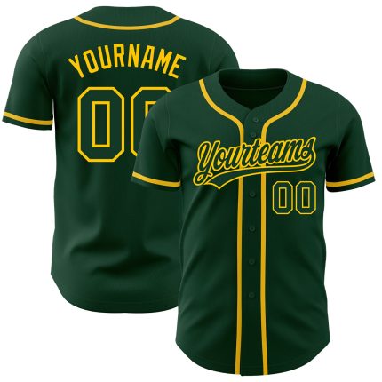Custom Green Gold Authentic Baseball Jersey for Men, Personalized Sports Apparel Custom Green Green-Gold Authentic Baseball
