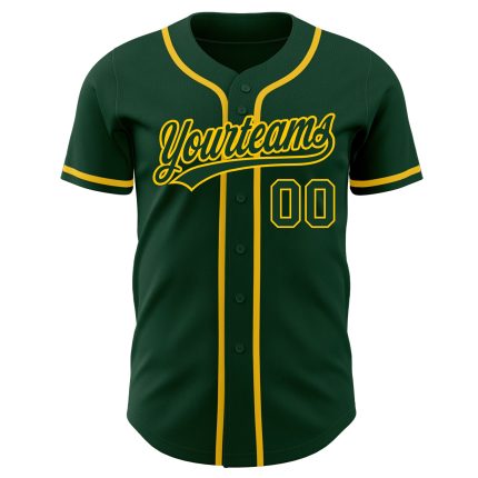 Custom Green Gold Authentic Baseball Jersey for Men, Personalized Sports Apparel Custom Green Green-Gold Authentic Baseball