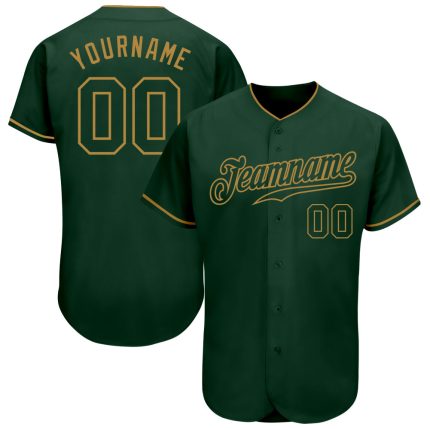 Custom Green Old Gold Authentic Baseball Jersey for Men and Women Custom Green Green-Old Gold Authentic Baseball Jersey