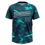 Midnight Green-Teal Two-Button Custom Unisex Softball Jersey for Ultimate Comfort and Style Custom Green Midnight Green-Teal